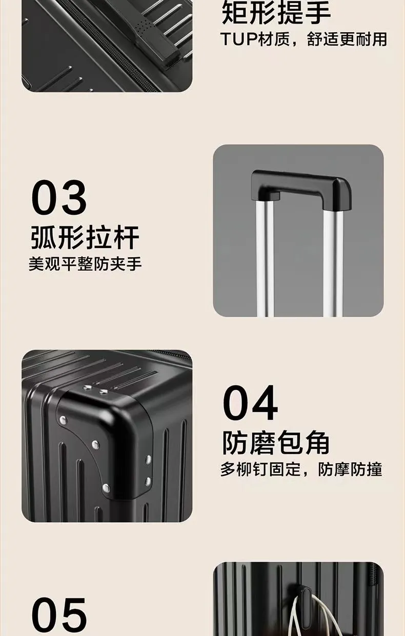 Retro Luggage Case with Universal Wheels - Durable Password Lock Trolley Suitcase for Men & Women, Large Capacity Trendy Travel Box showcase 8