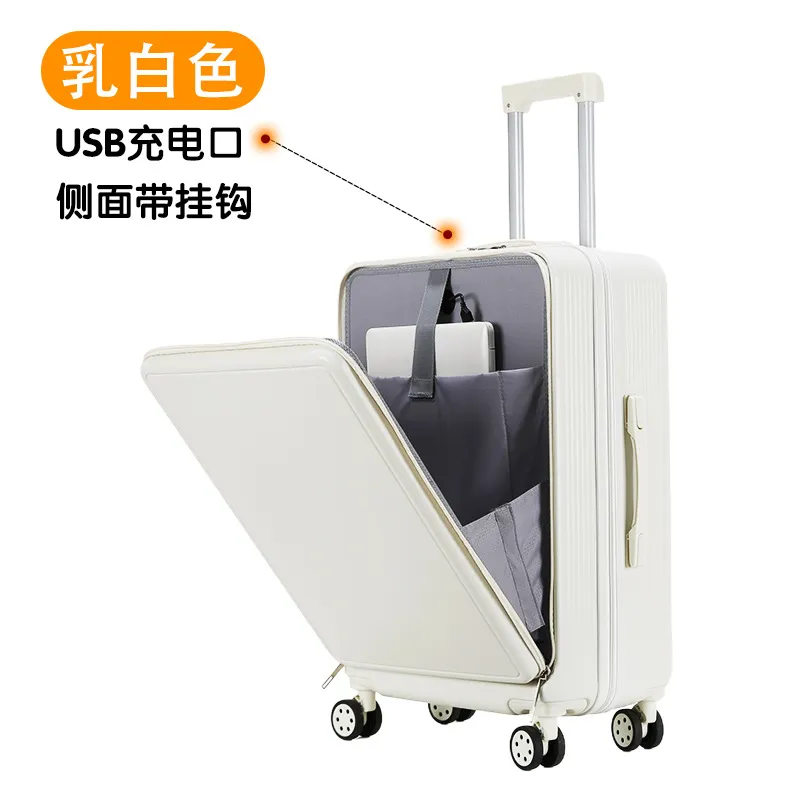 20-Inch Front-Opening Carry-On Travel Suitcase with Universal Wheels, 28-Inch Password-Protected Trolley Luggage for Women thumbnail 10