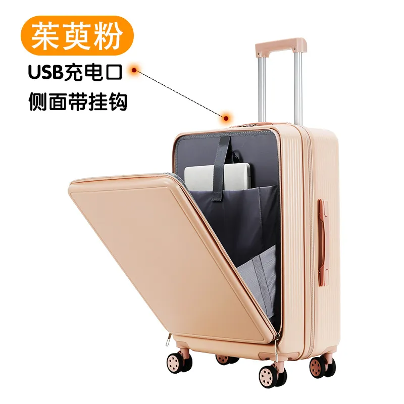20-Inch Front-Opening Carry-On Travel Suitcase with Universal Wheels, 28-Inch Password-Protected Trolley Luggage for Women thumbnail 9