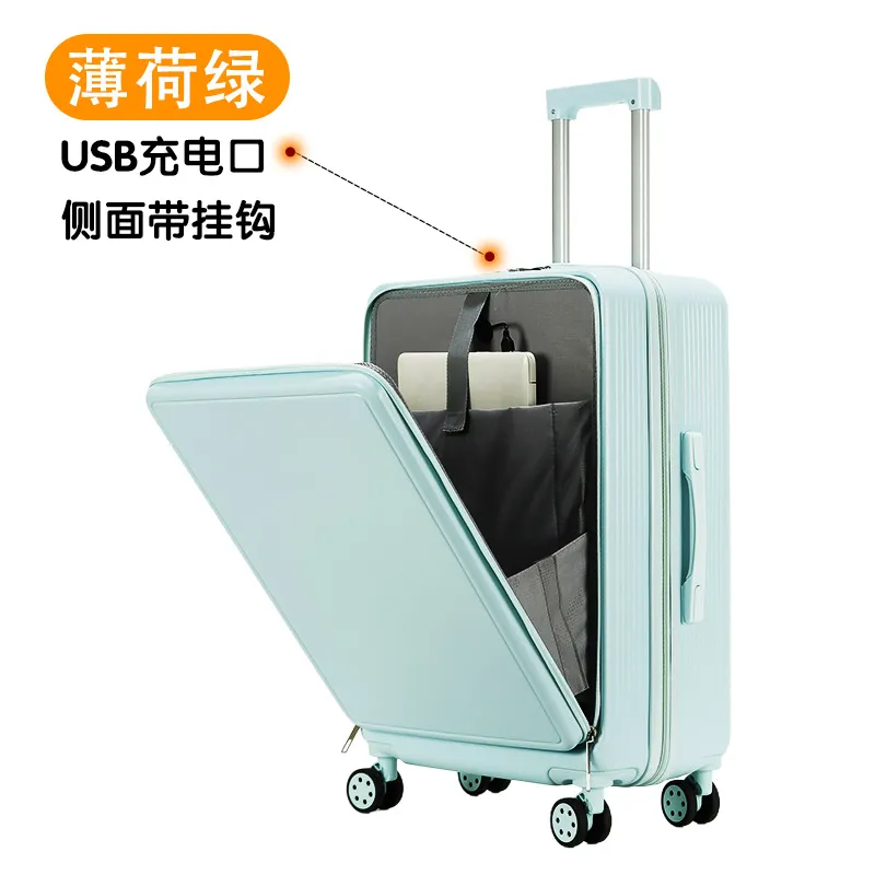20-Inch Front-Opening Carry-On Travel Suitcase with Universal Wheels, 28-Inch Password-Protected Trolley Luggage for Women thumbnail 7