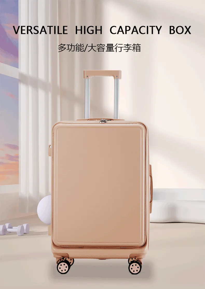 20-Inch Front-Opening Carry-On Travel Suitcase with Universal Wheels, 28-Inch Password-Protected Trolley Luggage for Women showcase 1