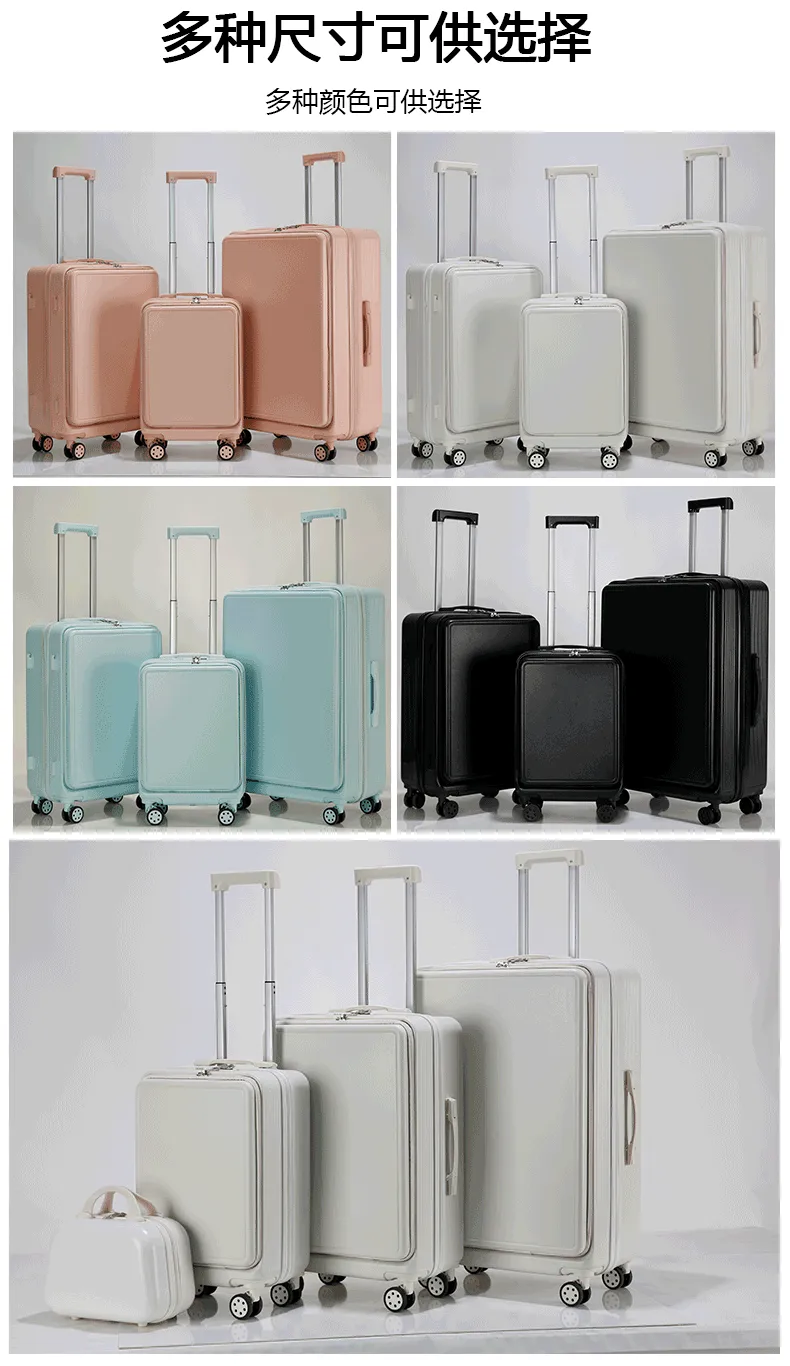 20-Inch Front-Opening Carry-On Travel Suitcase with Universal Wheels, 28-Inch Password-Protected Trolley Luggage for Women showcase 6