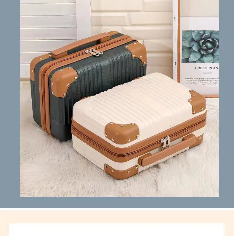 Retro 14-Inch Luggage Bag, Mini Cosmetic Case, Souvenir Gift Box with Password Lock, Travel Essential for Women showcase 6