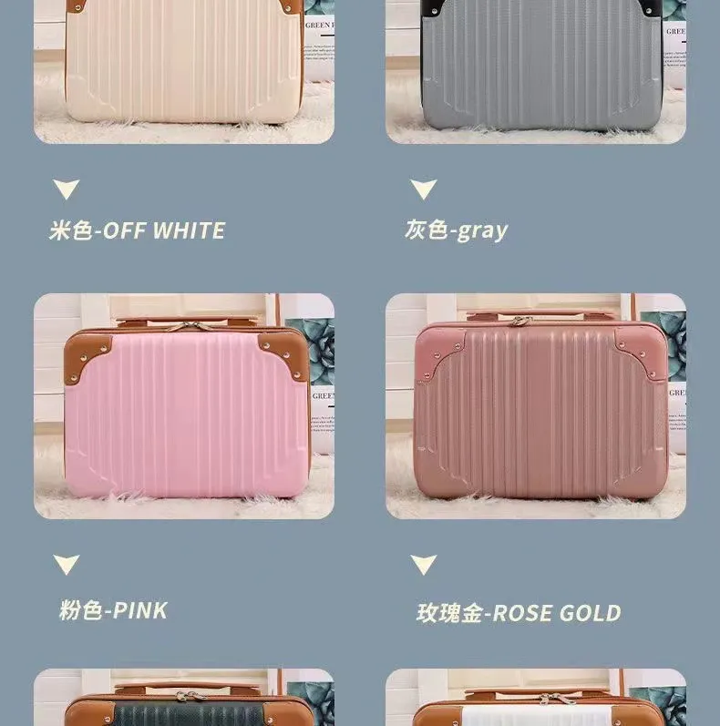Retro 14-Inch Luggage Bag, Mini Cosmetic Case, Souvenir Gift Box with Password Lock, Travel Essential for Women showcase 4