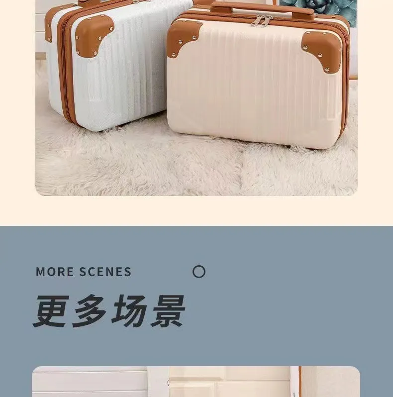 Retro 14-Inch Luggage Bag, Mini Cosmetic Case, Souvenir Gift Box with Password Lock, Travel Essential for Women showcase 16