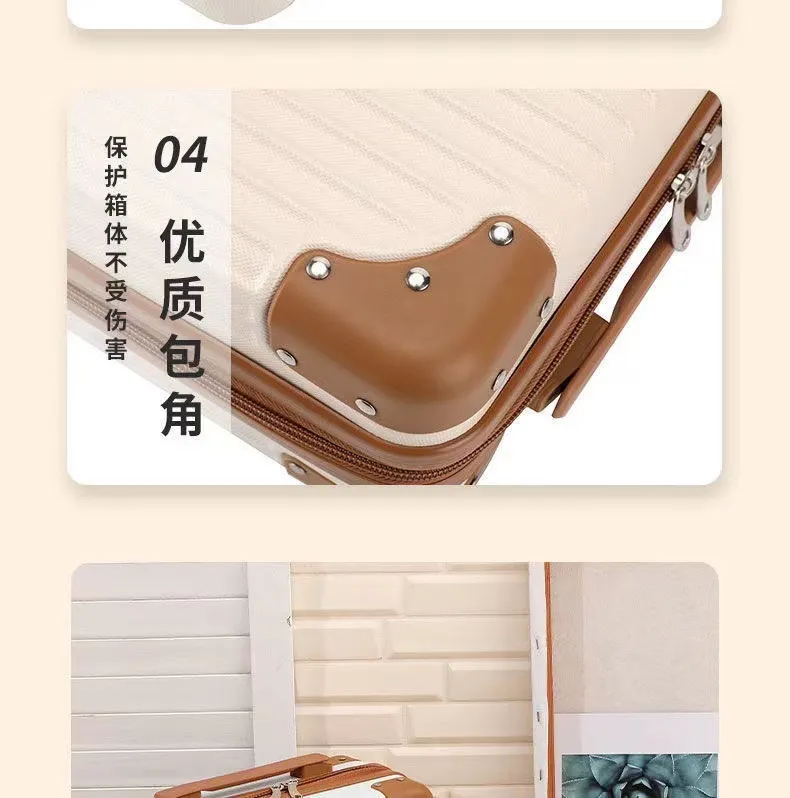 Retro 14-Inch Luggage Bag, Mini Cosmetic Case, Souvenir Gift Box with Password Lock, Travel Essential for Women showcase 15