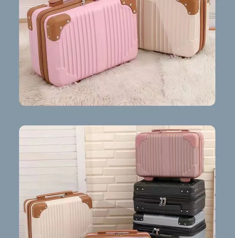 Retro 14-Inch Luggage Bag, Mini Cosmetic Case, Souvenir Gift Box with Password Lock, Travel Essential for Women showcase 18