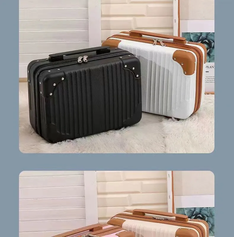 Retro 14-Inch Luggage Bag, Mini Cosmetic Case, Souvenir Gift Box with Password Lock, Travel Essential for Women showcase 17