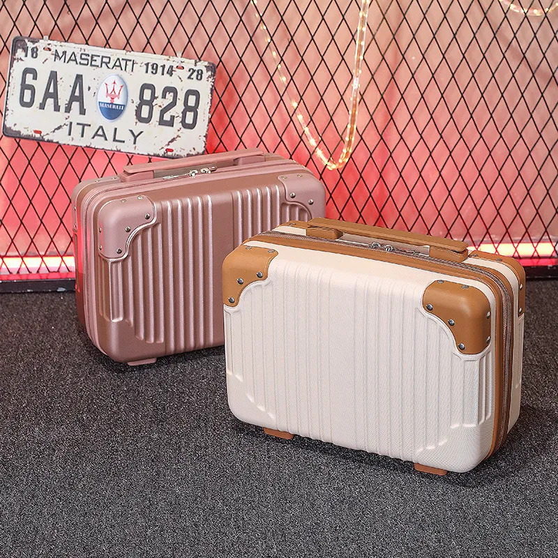 Retro 14-Inch Luggage Bag, Mini Cosmetic Case, Souvenir Gift Box with Password Lock, Travel Essential for Women thumbnail 3