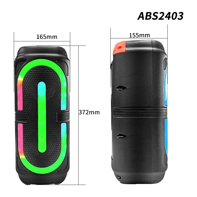 Dual 4-Inch RGB Wireless Bluetooth Outdoor Speaker with Microphone - Portable Stereo Sound System for Parties & Events, Wholesale Audio thumbnail 3