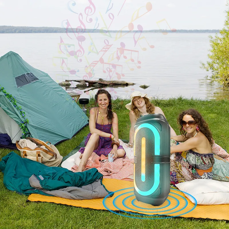 Dual 4-Inch RGB Wireless Bluetooth Outdoor Speaker with Microphone - Portable Stereo Sound System for Parties & Events, Wholesale Audio thumbnail 4