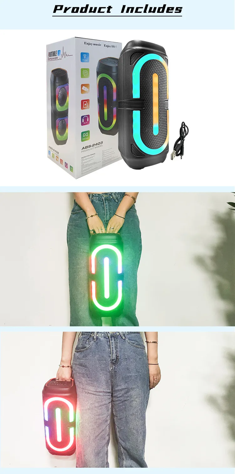 Dual 4-Inch RGB Wireless Bluetooth Outdoor Speaker with Microphone - Portable Stereo Sound System for Parties & Events, Wholesale Audio showcase 7