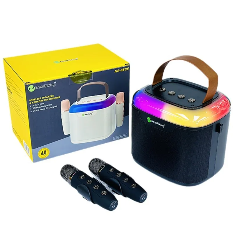 Portable Bluetooth Karaoke Speaker with Wireless Microphone - All-in-One Family KTV Audio System, Colorful LED Lights, Ideal for Parties and Home Entertainment thumbnail 4