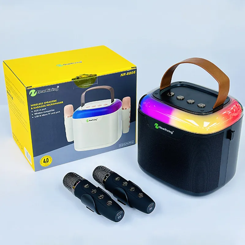 Portable Bluetooth Karaoke Speaker with Wireless Microphone - All-in-One Family KTV Audio System, Colorful LED Lights, Ideal for Parties and Home Entertainment thumbnail 6