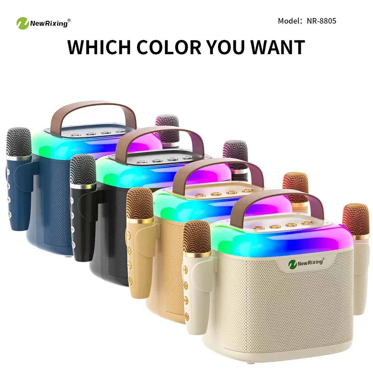 Portable Bluetooth Karaoke Speaker with Wireless Microphone - All-in-One Family KTV Audio System, Colorful LED Lights, Ideal for Parties and Home Entertainment showcase 1