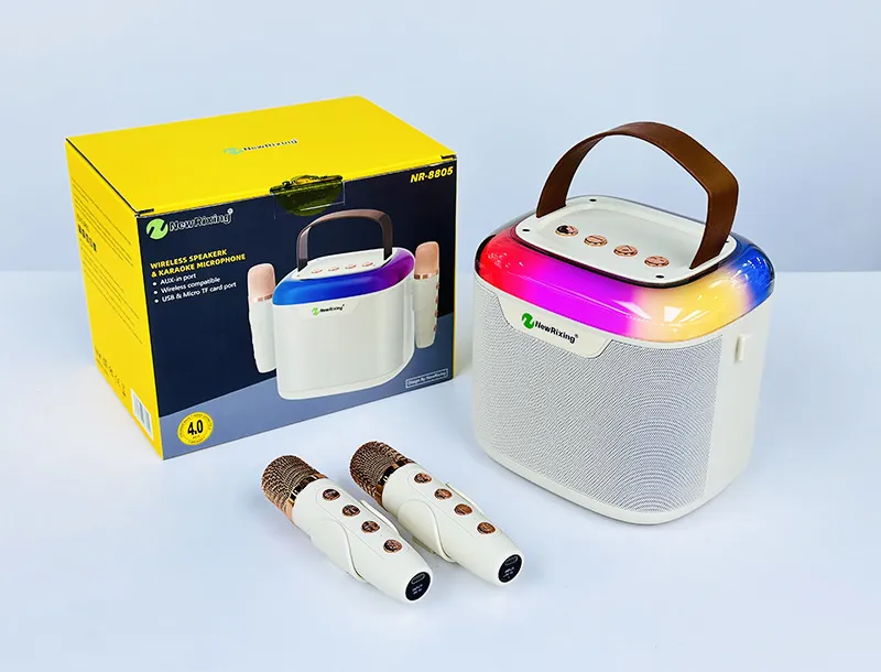 Portable Bluetooth Karaoke Speaker with Wireless Microphone - All-in-One Family KTV Audio System, Colorful LED Lights, Ideal for Parties and Home Entertainment showcase 10
