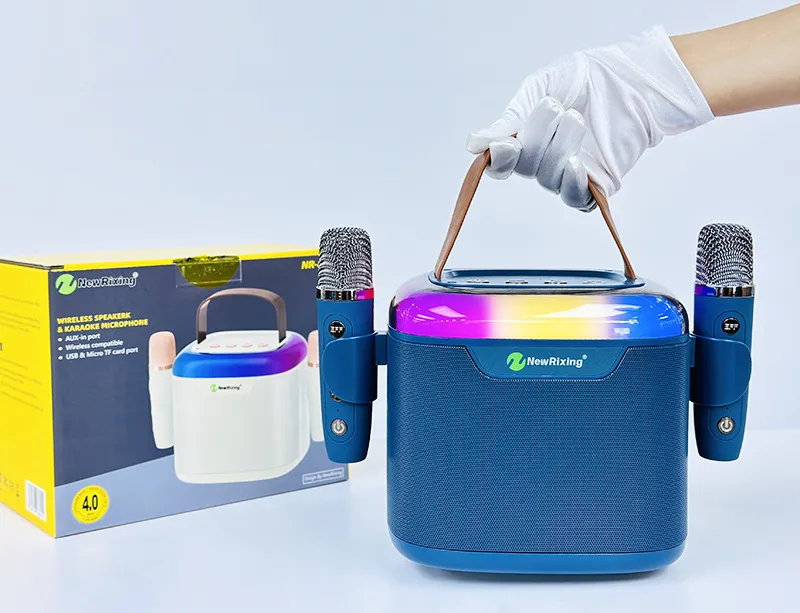 Portable Bluetooth Karaoke Speaker with Wireless Microphone - All-in-One Family KTV Audio System, Colorful LED Lights, Ideal for Parties and Home Entertainment showcase 15