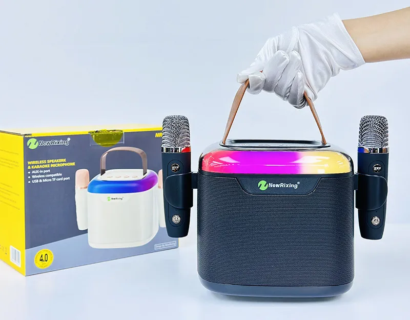 Portable Bluetooth Karaoke Speaker with Wireless Microphone - All-in-One Family KTV Audio System, Colorful LED Lights, Ideal for Parties and Home Entertainment showcase 14