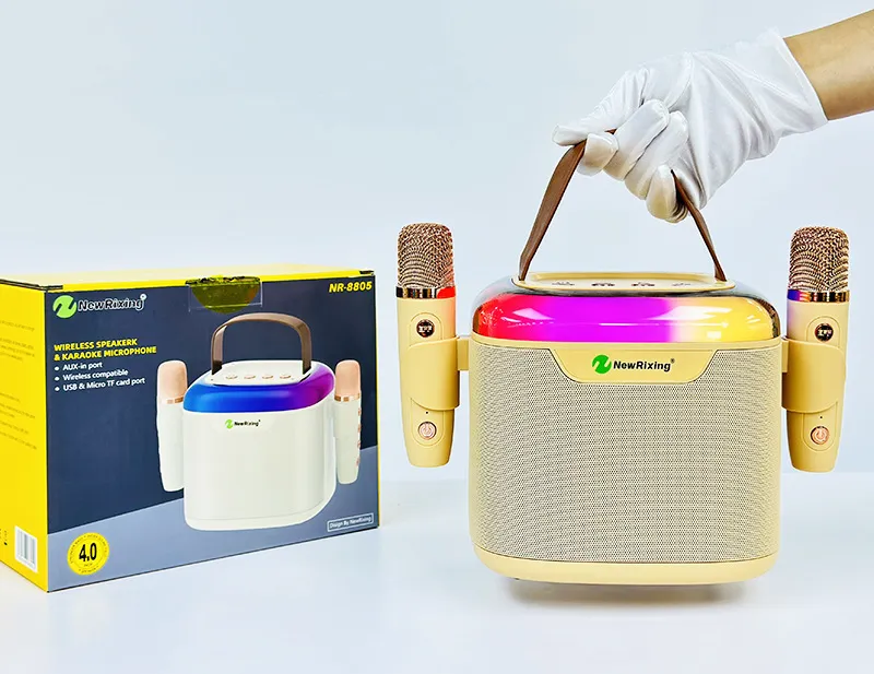 Portable Bluetooth Karaoke Speaker with Wireless Microphone - All-in-One Family KTV Audio System, Colorful LED Lights, Ideal for Parties and Home Entertainment showcase 13
