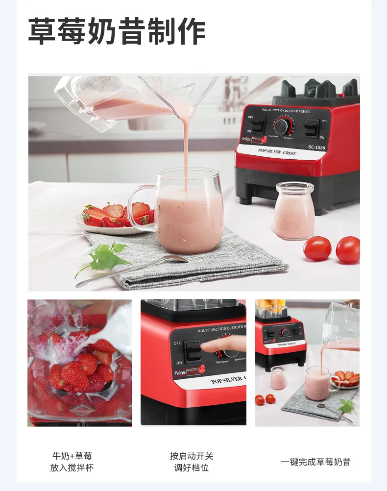 Popsilver Crest High-Speed Blender for Smoothies, Grinding, Food Prep, Juicing - Includes Dual Cups, Powerful Motor, Kitchen Appliance for Home Use showcase 8