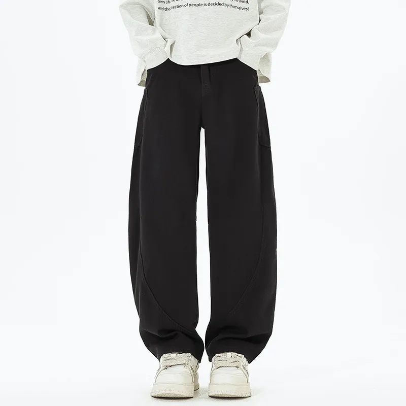 Men's Retro Loose Fit Wide Leg Jeans - Autumn/Winter American Design Straight Leg Floor Length Denim Pants thumbnail 6