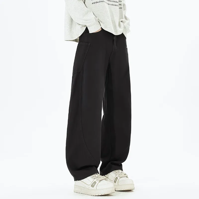 Men's Retro Loose Fit Wide Leg Jeans - Autumn/Winter American Design Straight Leg Floor Length Denim Pants thumbnail 3