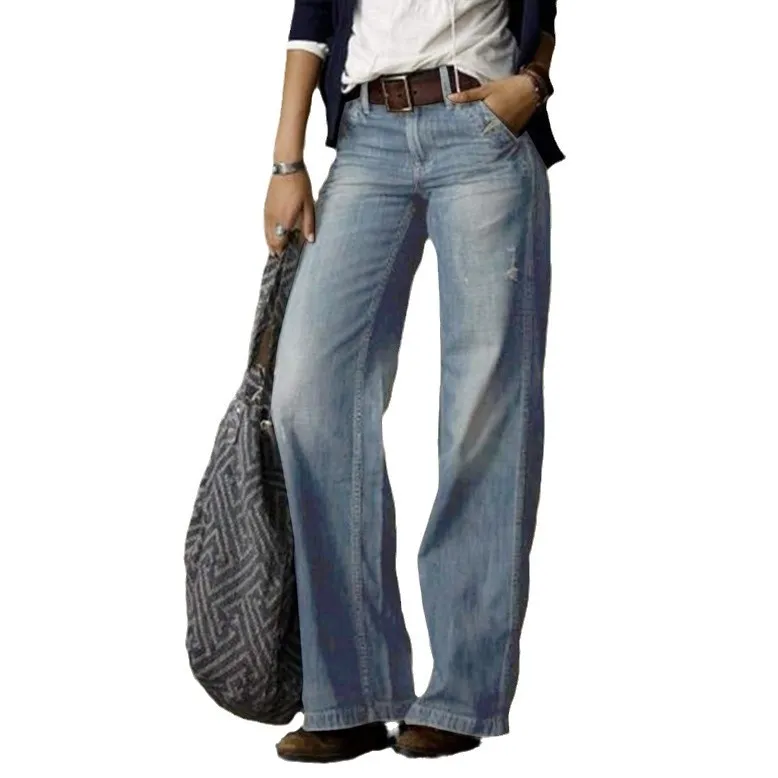 Retro Fashion Casual Straight Wide Leg Women's Jeans - European American Style, Popular Amazon Export Design - Image 5