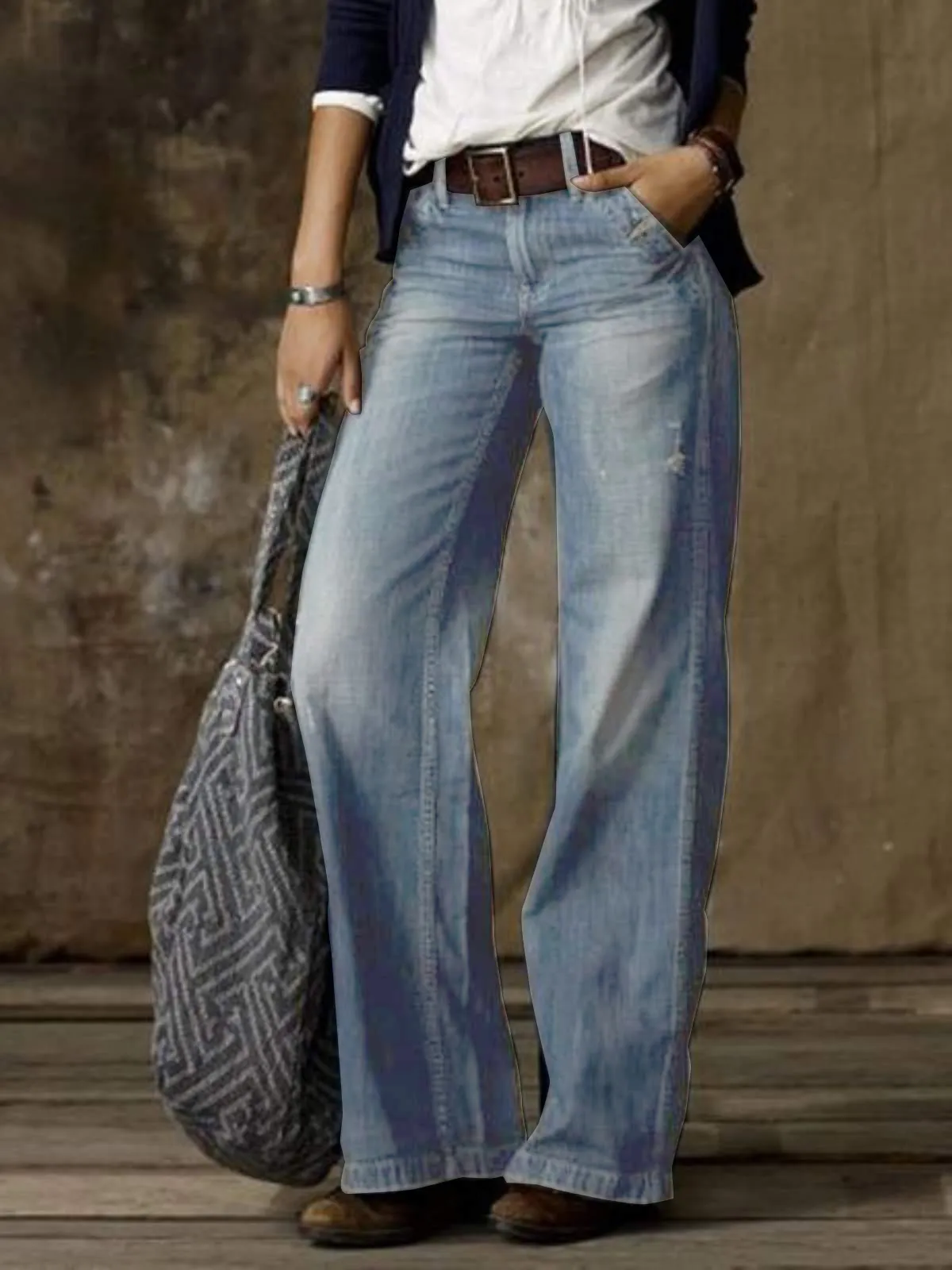 Retro Fashion Casual Straight Wide Leg Women's Jeans - European American Style, Popular Amazon Export Design - Image 6