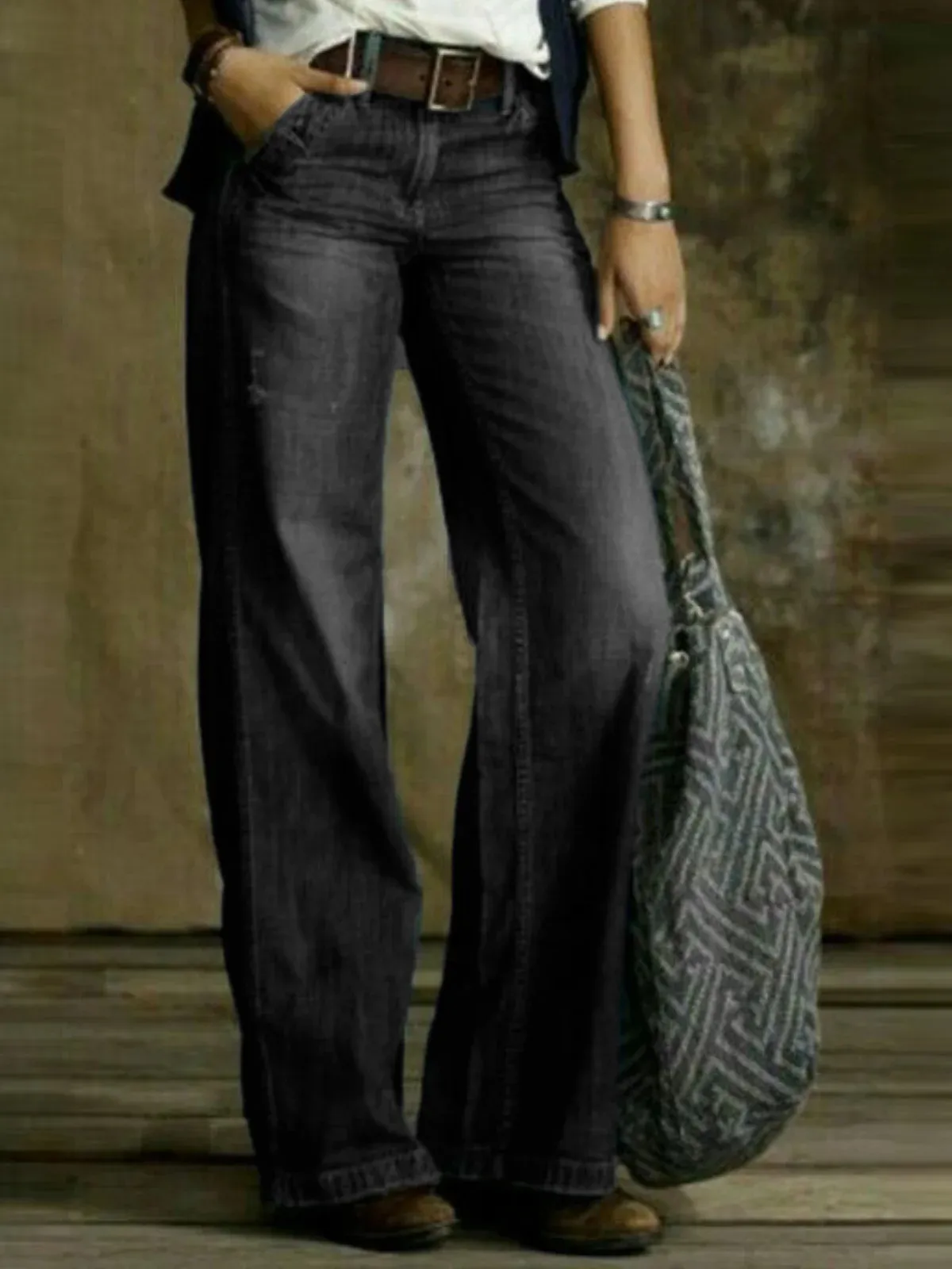 Retro Fashion Casual Straight Wide Leg Women's Jeans - European American Style, Popular Amazon Export Design showcase 2
