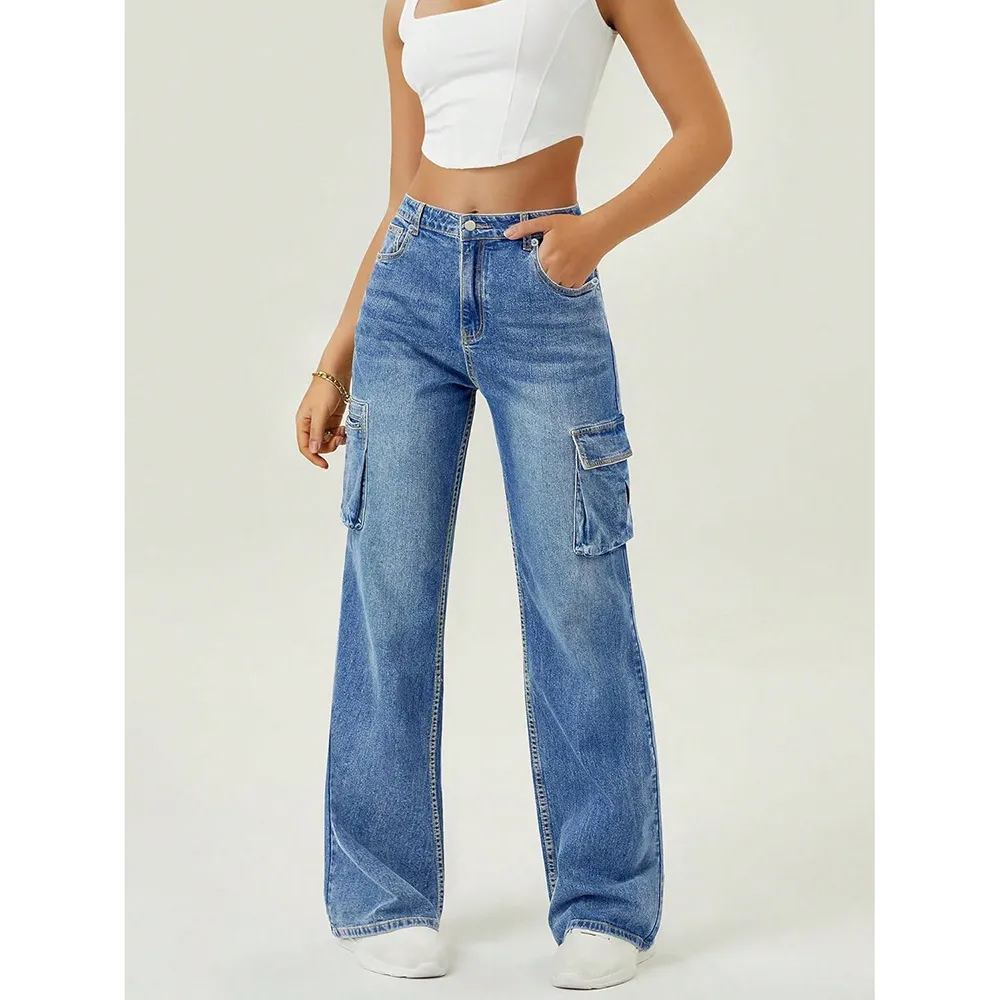 Women's Loose Fit Straight Leg Cargo Jeans - 2025 New Casual Long Pants with Large Pockets, European & American Style for Everyday Wear showcase 11