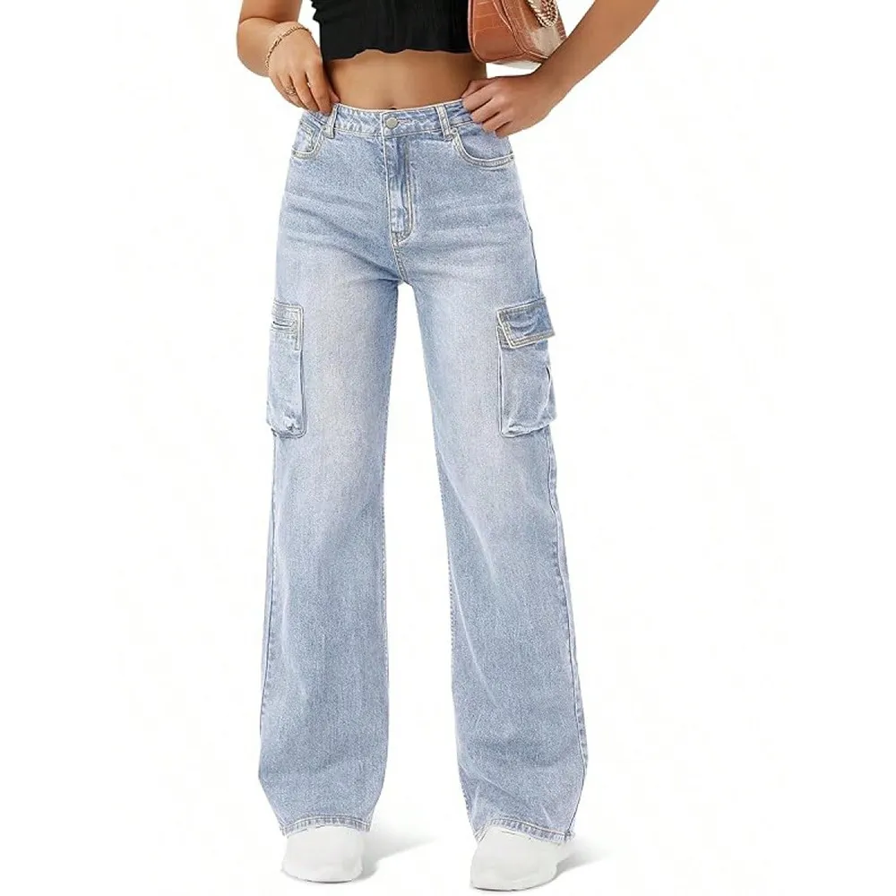 Women's Loose Fit Straight Leg Cargo Jeans - 2025 New Casual Long Pants with Large Pockets, European & American Style for Everyday Wear showcase 3