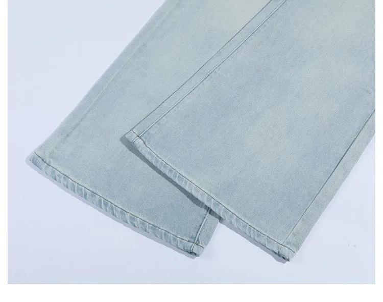 Women's Light Wash Wide-Leg Flared Jeans - 2025 Spring High-Waisted Loose Drape Versatile Floor-Length Pants for Fashionable Ladies showcase 6