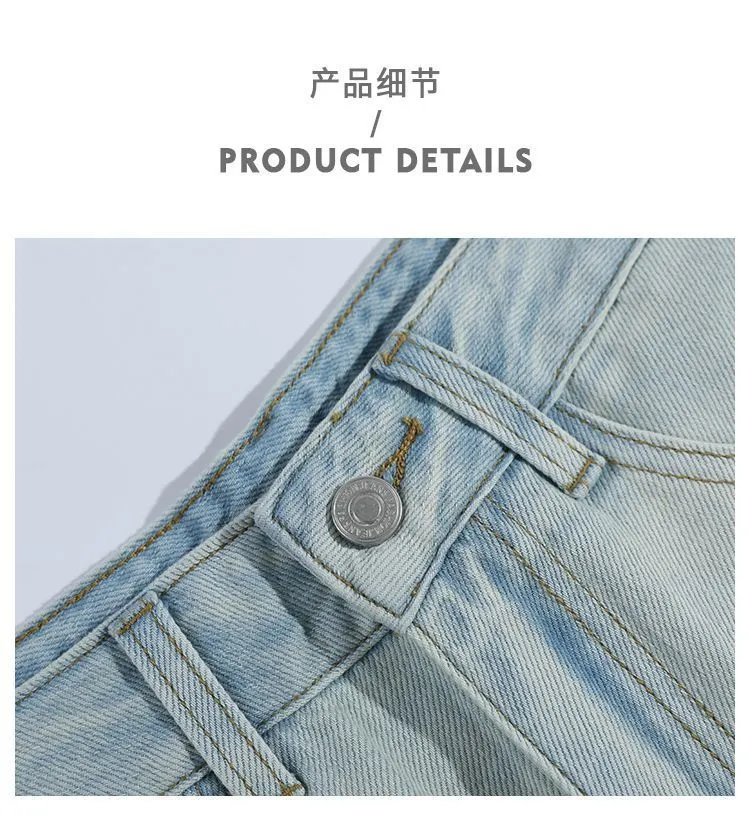 Women's Light Wash Wide-Leg Flared Jeans - 2025 Spring High-Waisted Loose Drape Versatile Floor-Length Pants for Fashionable Ladies showcase 3
