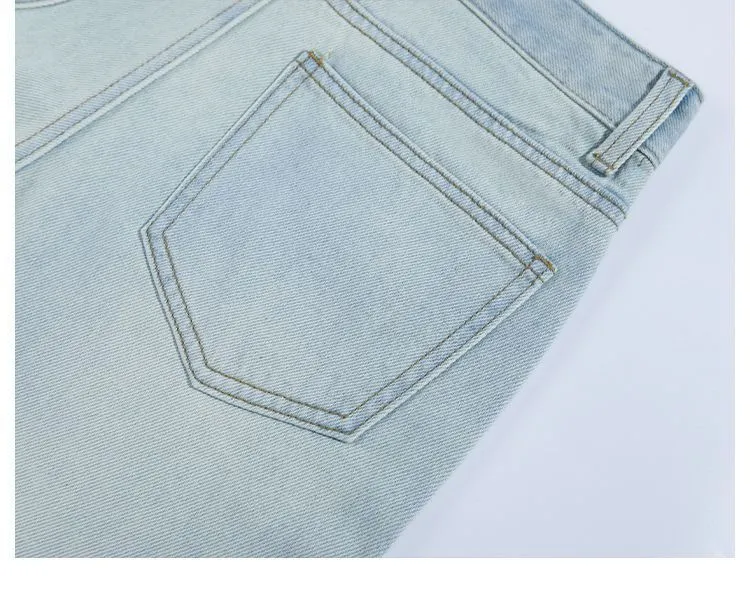 Women's Light Wash Wide-Leg Flared Jeans - 2025 Spring High-Waisted Loose Drape Versatile Floor-Length Pants for Fashionable Ladies showcase 5