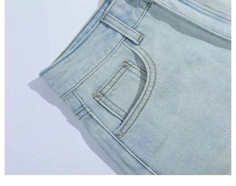Women's Light Wash Wide-Leg Flared Jeans - 2025 Spring High-Waisted Loose Drape Versatile Floor-Length Pants for Fashionable Ladies showcase 4