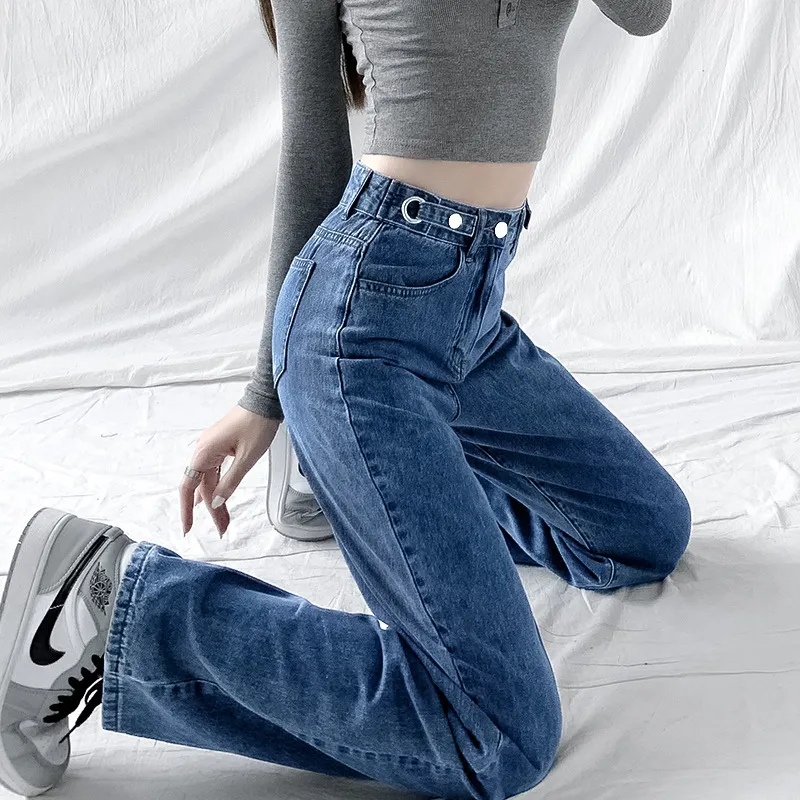 Women's High Waist Wide Leg Jeans - Slim Fit, Loose Straight Leg Pants for Spring & Autumn Fashion thumbnail 1
