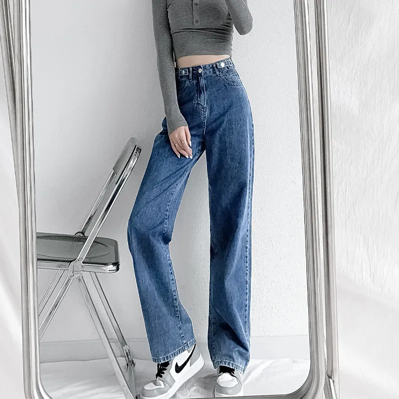 Women's High Waist Wide Leg Jeans - Slim Fit, Loose Straight Leg Pants for Spring & Autumn Fashion thumbnail 2