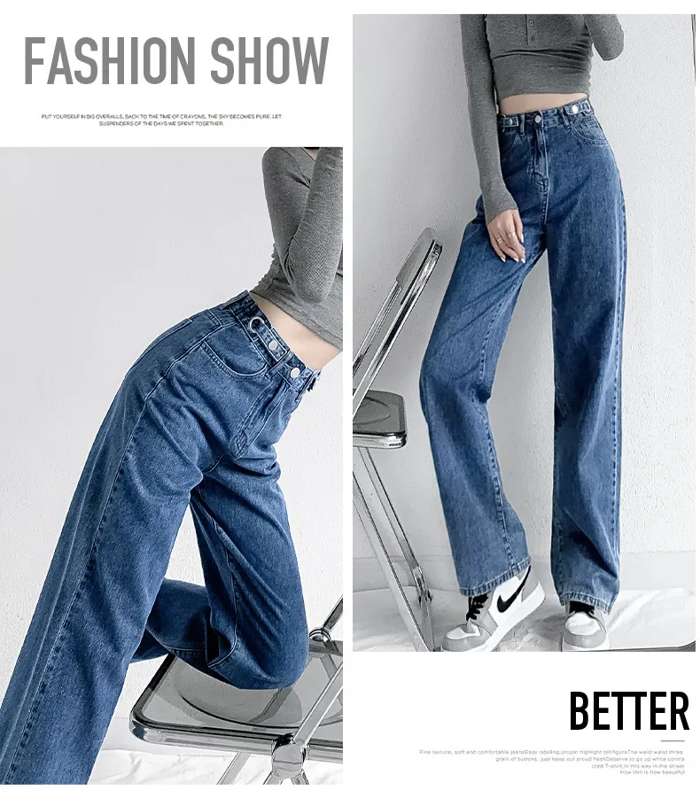 Women's High Waist Wide Leg Jeans - Slim Fit, Loose Straight Leg Pants for Spring & Autumn Fashion showcase 10
