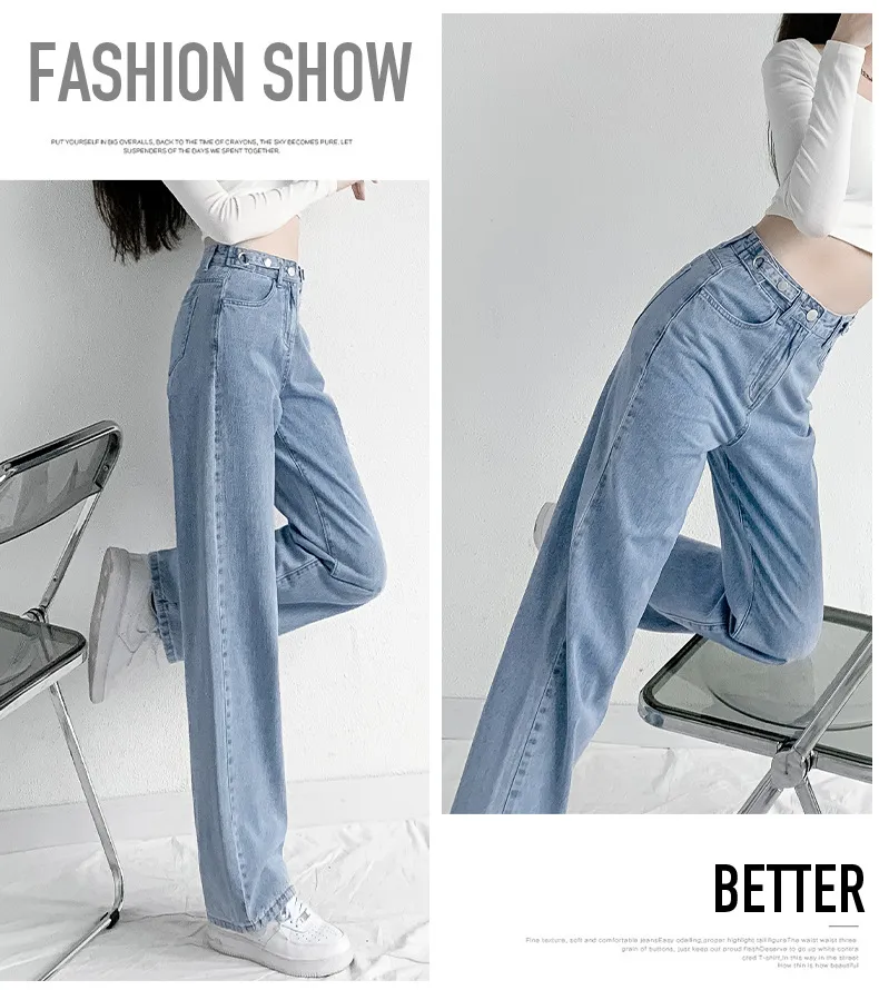 Women's High Waist Wide Leg Jeans - Slim Fit, Loose Straight Leg Pants for Spring & Autumn Fashion showcase 12