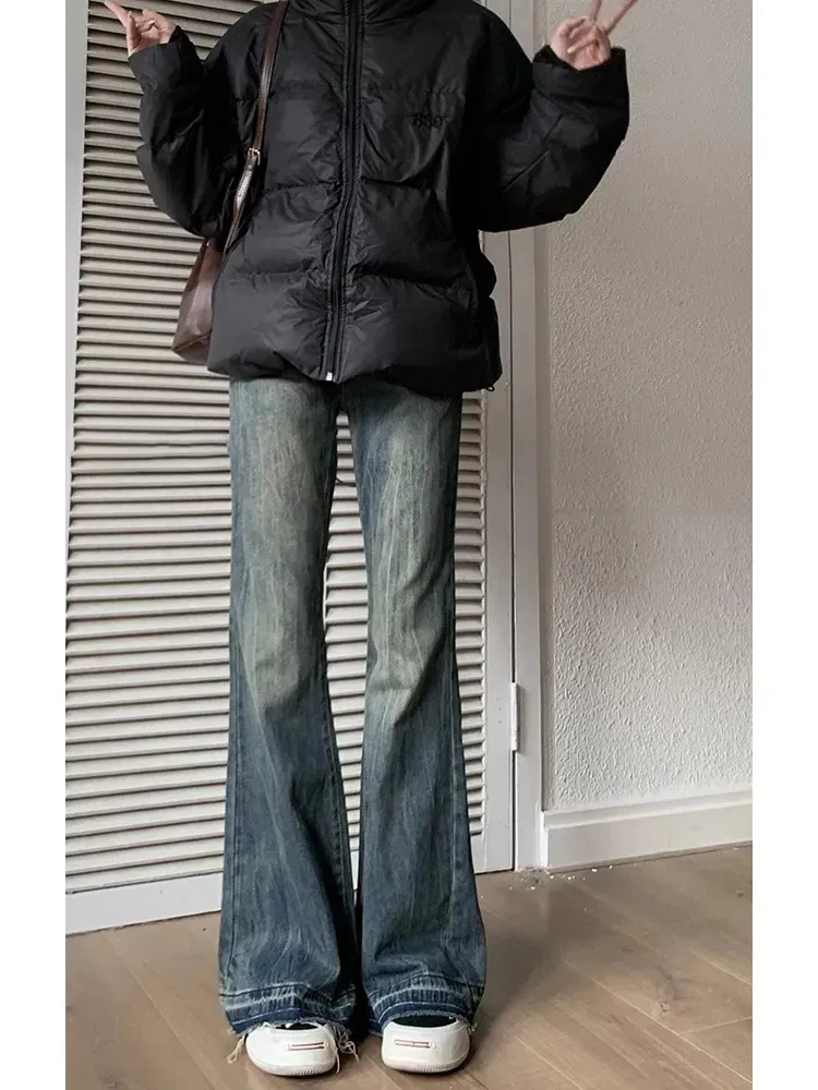 Women's Retro Straight-Leg Jeans - Autumn/Winter Loose Fit Wide-Leg Slim Versatile Micro-Flare Pants thumbnail 3