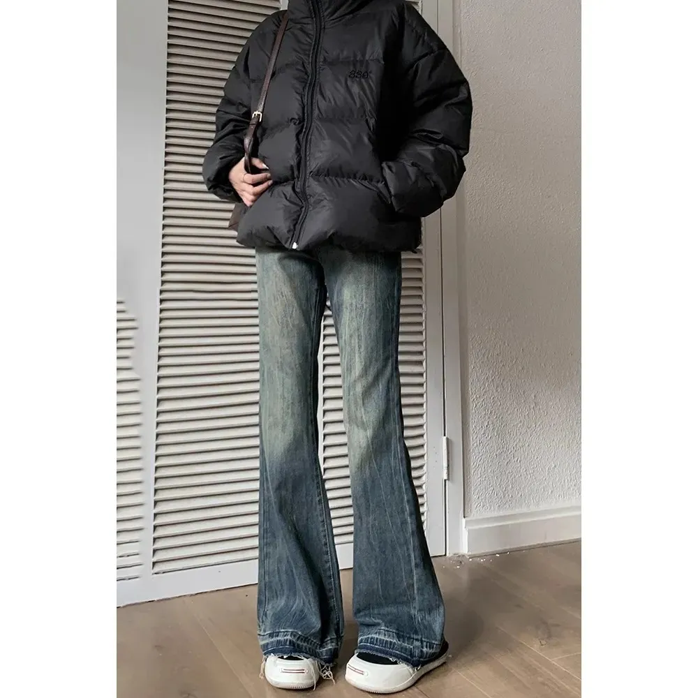 Women's Retro Straight-Leg Jeans - Autumn/Winter Loose Fit Wide-Leg Slim Versatile Micro-Flare Pants thumbnail 6