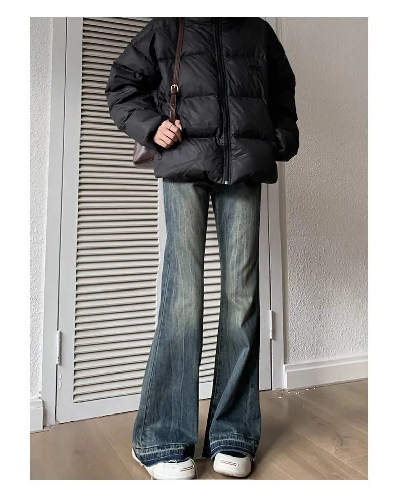 Women's Retro Straight-Leg Jeans - Autumn/Winter Loose Fit Wide-Leg Slim Versatile Micro-Flare Pants showcase 7