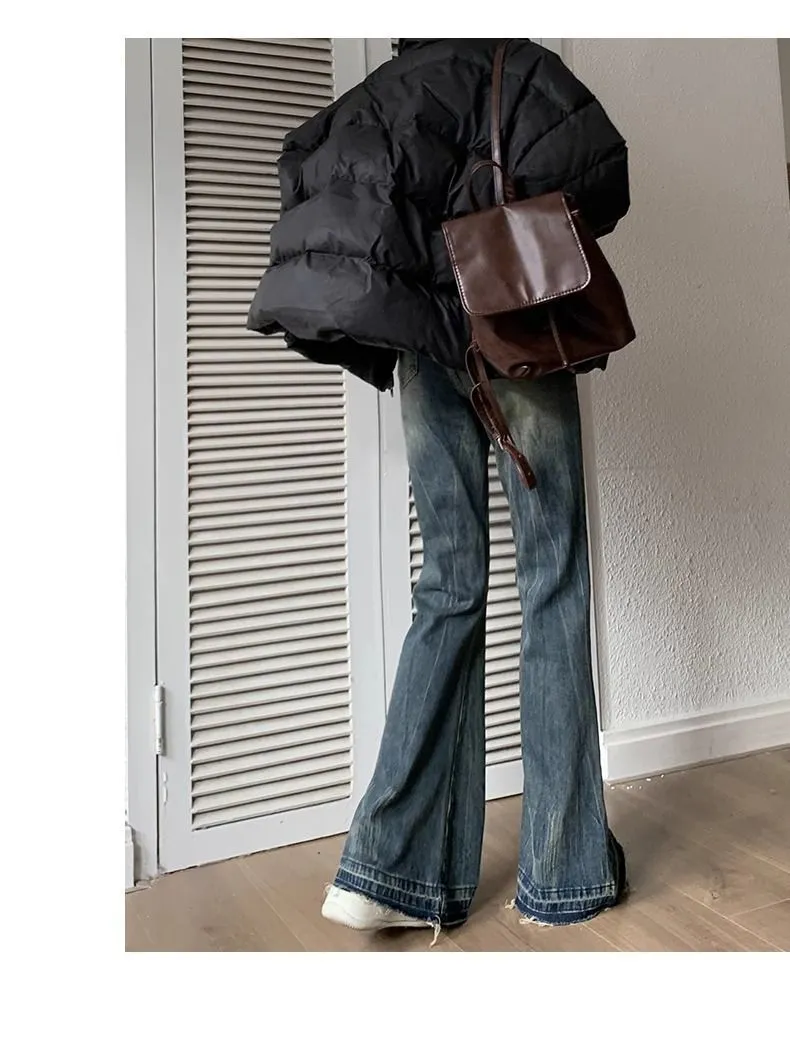 Women's Retro Straight-Leg Jeans - Autumn/Winter Loose Fit Wide-Leg Slim Versatile Micro-Flare Pants showcase 12