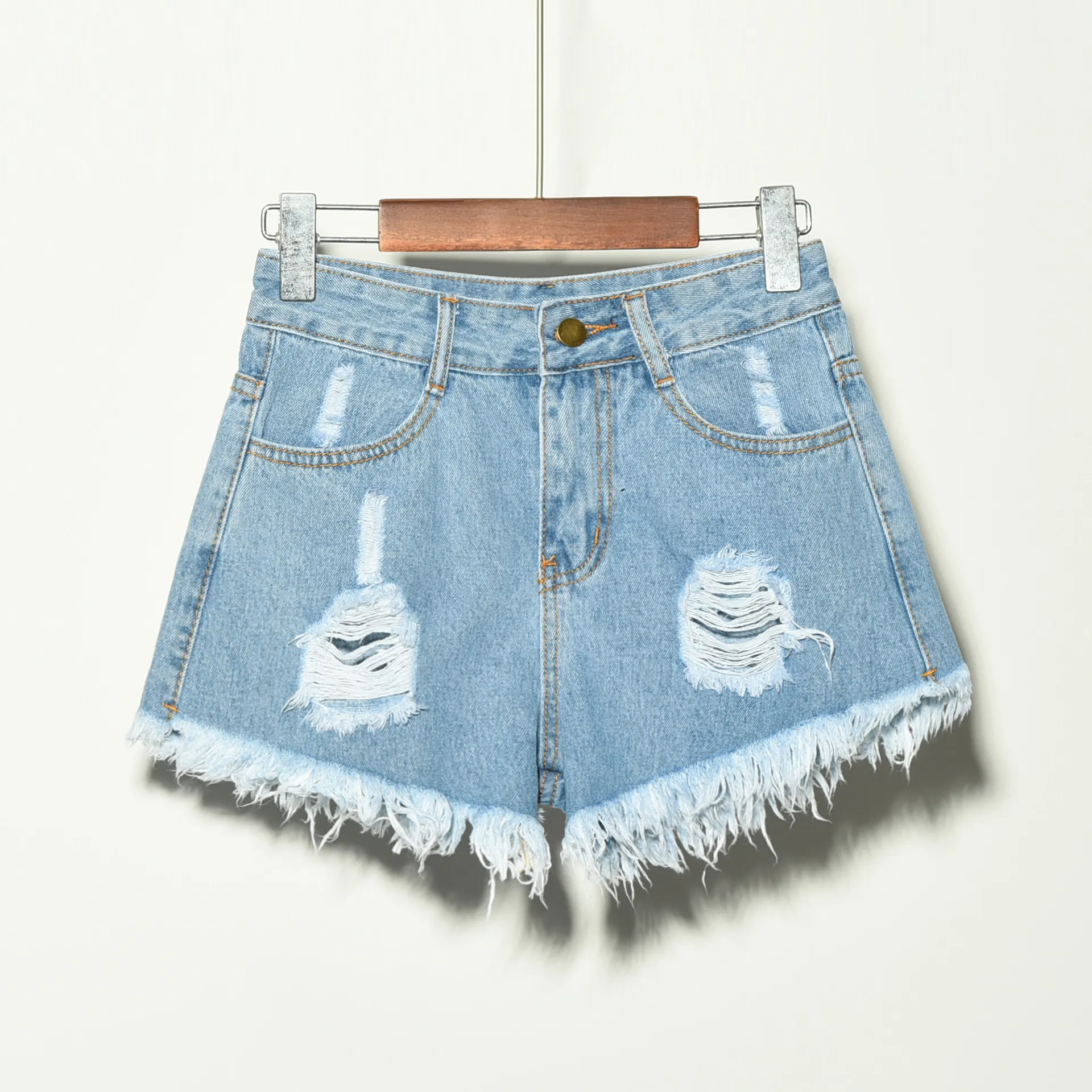 Plus Size Women's Ripped Denim Shorts - Korean Style Summer Fashion for Chubby Girls thumbnail 10