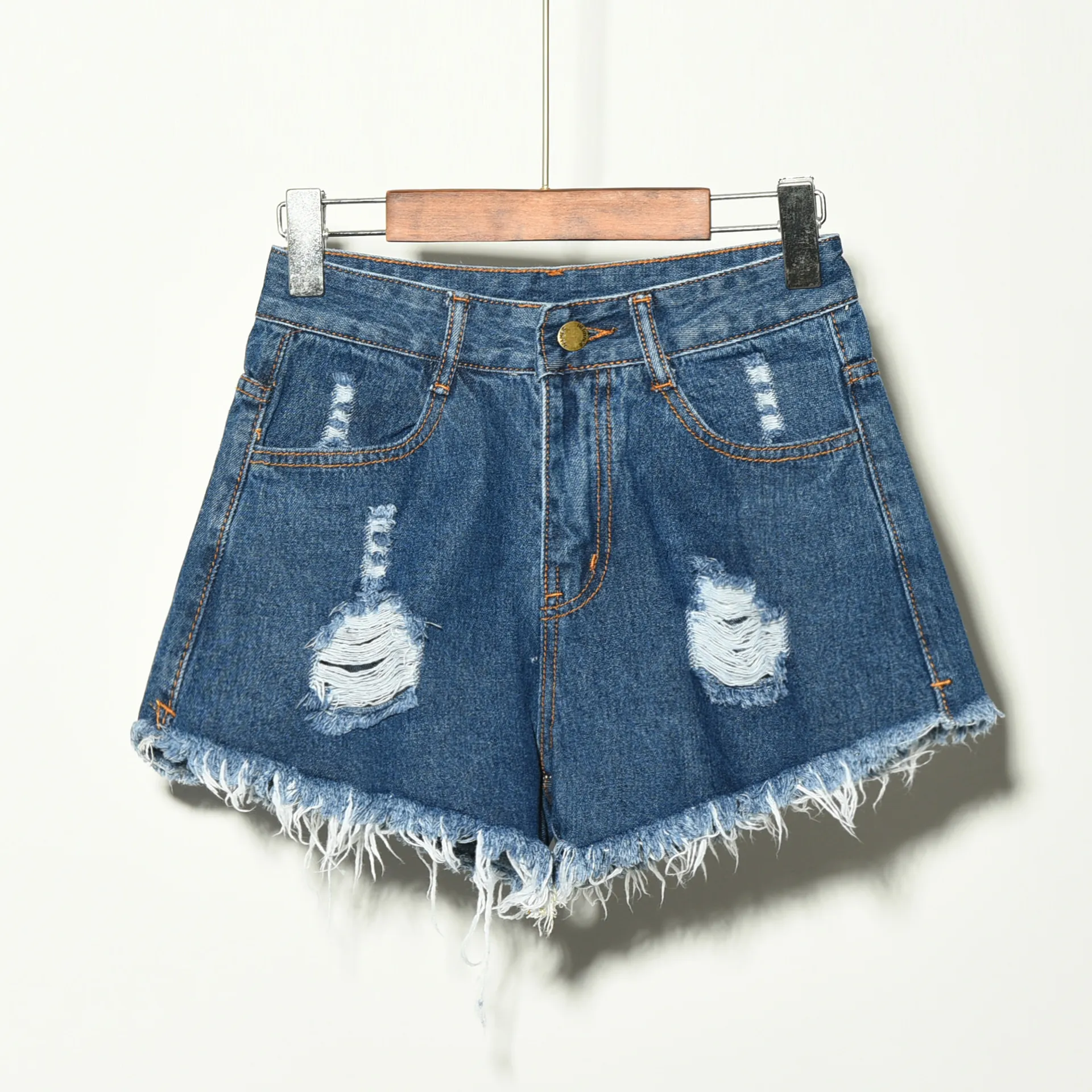 Plus Size Women's Ripped Denim Shorts - Korean Style Summer Fashion for Chubby Girls thumbnail 2