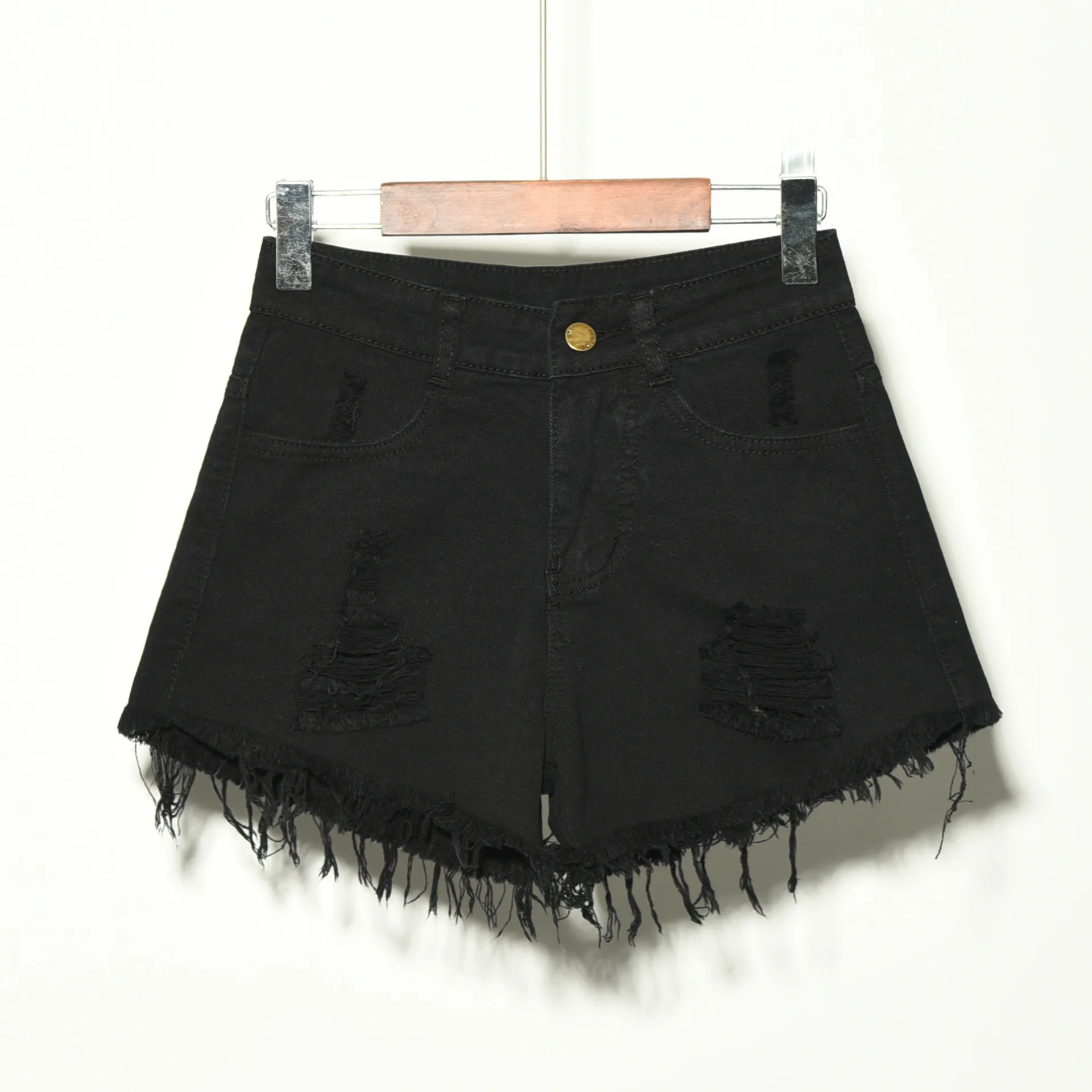 Plus Size Women's Ripped Denim Shorts - Korean Style Summer Fashion for Chubby Girls thumbnail 4