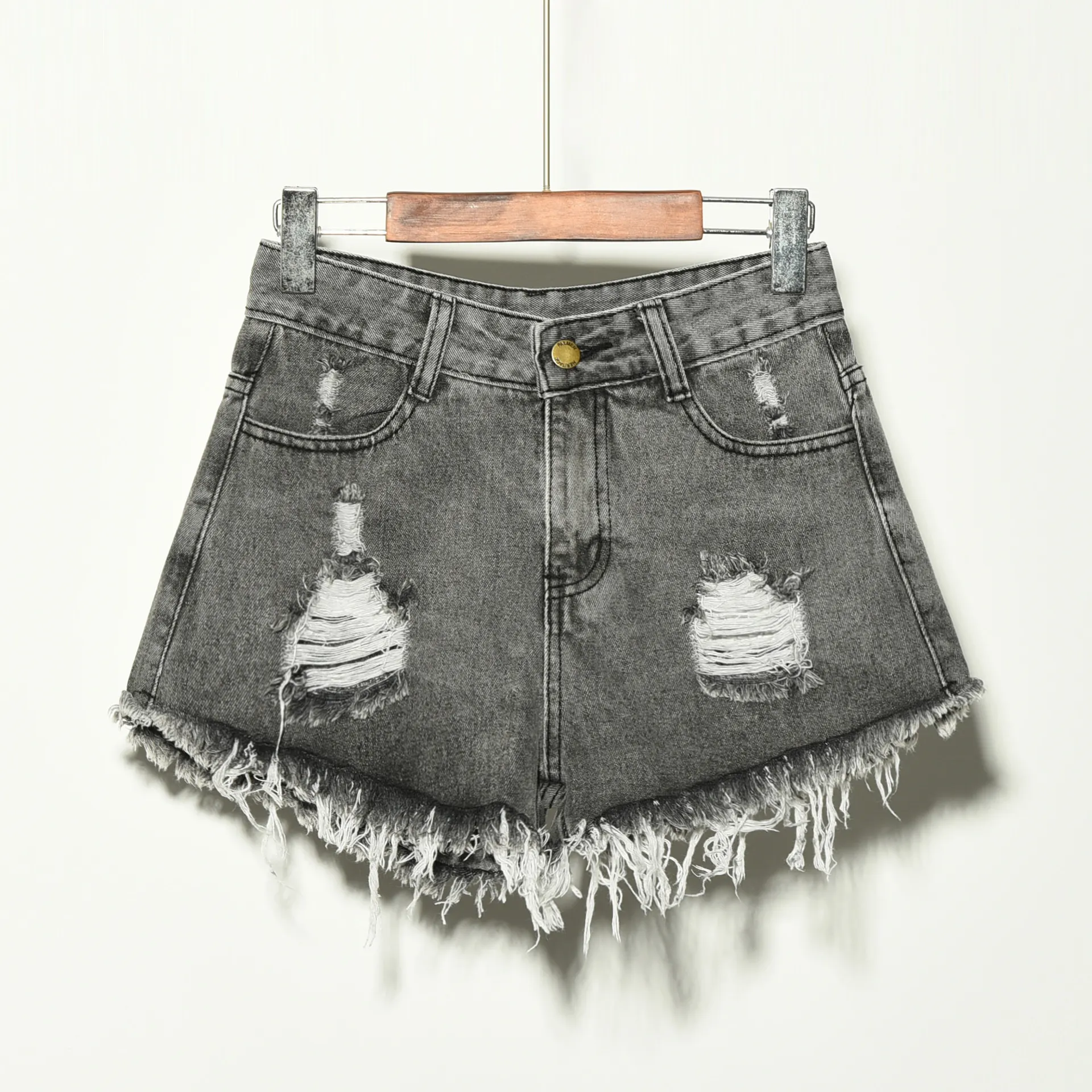 Plus Size Women's Ripped Denim Shorts - Korean Style Summer Fashion for Chubby Girls thumbnail 9