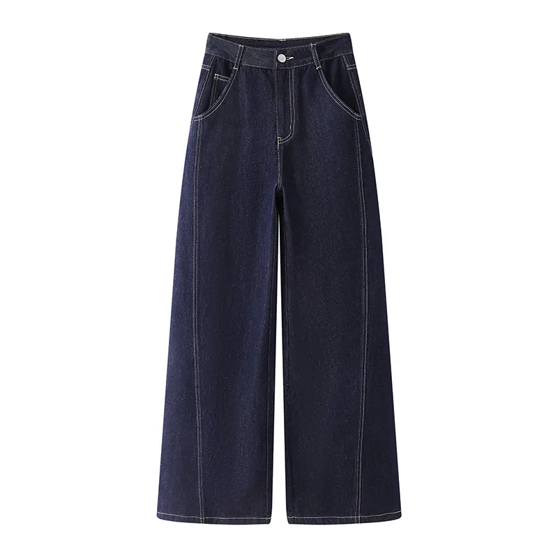 Spring 2025 Women's Mid-Waist Loose Wide-Leg Jeans - Stylish One-Button Design for Casual Comfort showcase 4