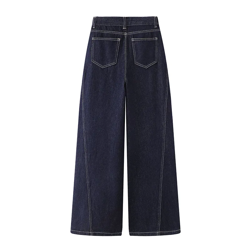 Spring 2025 Women's Mid-Waist Loose Wide-Leg Jeans - Stylish One-Button Design for Casual Comfort showcase 5