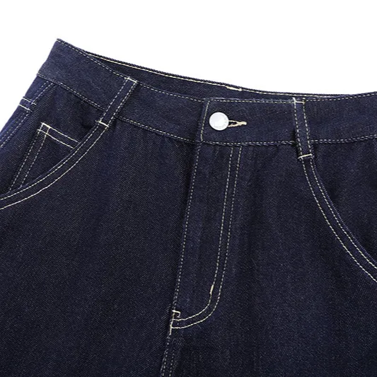 Spring 2025 Women's Mid-Waist Loose Wide-Leg Jeans - Stylish One-Button Design for Casual Comfort - Image 4